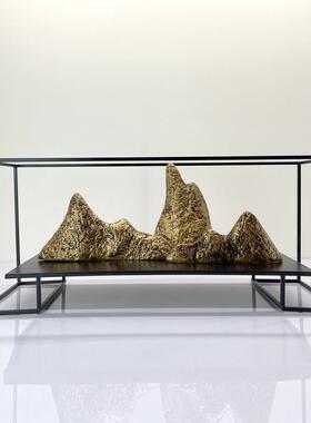 现代新中式禅意群山摆件装饰品样板房客厅书房玄关金属框架山峦
