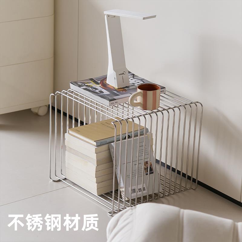 丹麦轻奢简约不锈钢线条边几创意组合家用书报架中古Panton Wire