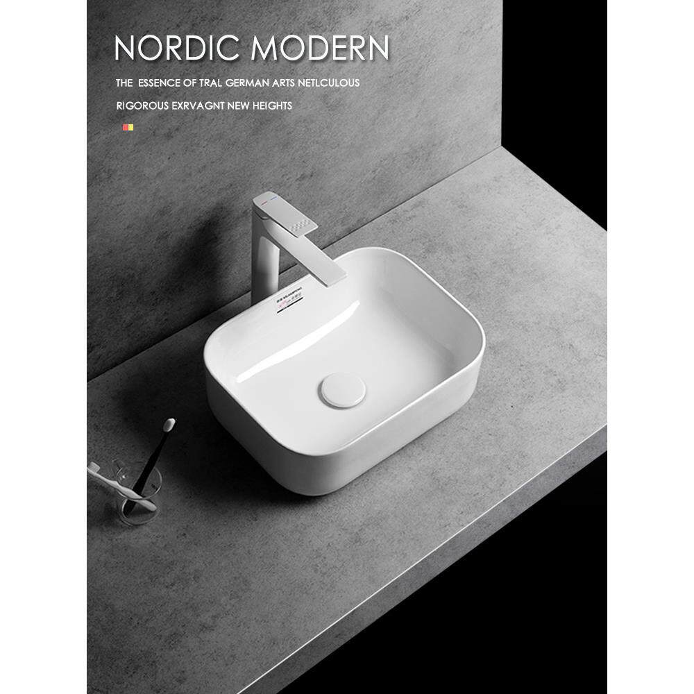 台面盆小尺寸300宽方形脸盆阳台洗衣机柜台盆简单陶瓷脸盆