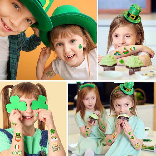 10 Sheets Irish St Patrick’s Day Party Tattoo Shamrock Coin