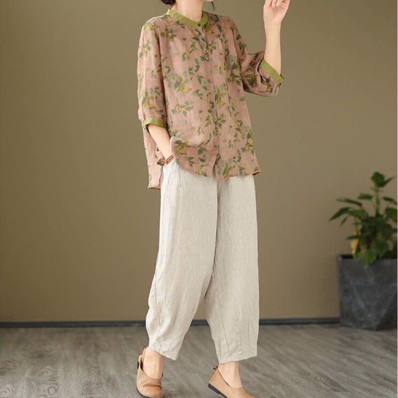 潮牌中老年女装妈妈装2026夏季衬衫短袖上衣中年棉麻两件套装洋气