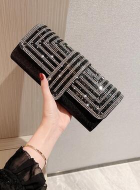 潮牌韩版新款水钻手拿包镶钻宴会包大容量ktv包公主包单肩包晚宴