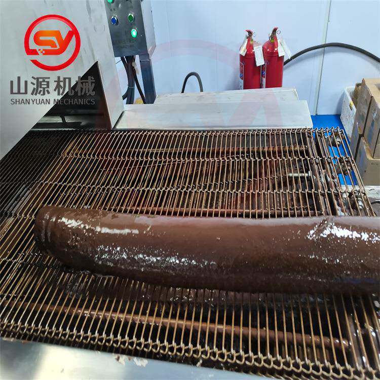 蛋糕涂层巧克力机全自动面包片淋黄油设备甜甜圈巧克力涂层机
