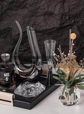 轻奢玻璃酒杯摆件样板间客厅茶几醒酒器托盘搭配组合现代桌面软装