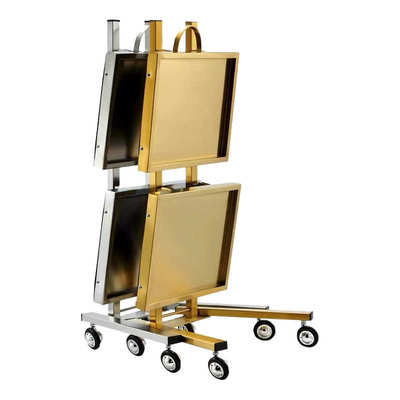 加厚不锈钢折叠美容推车置物架加厚带滑轮工具置物架理发店小推车