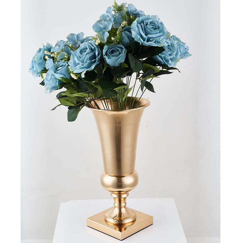 2019热销欧式电镀铁艺花瓶 婚庆插花 金色道具主桌路引