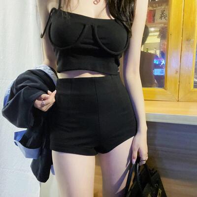 黑色短裤女高腰打底外穿2025夏季新款a字紧身休闲 显瘦女团热裤子
