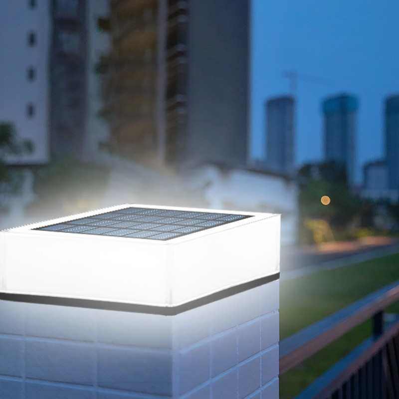 太阳能柱头灯四方形别墅大门柱灯围墙围栏户外防水庭院柱子灯
