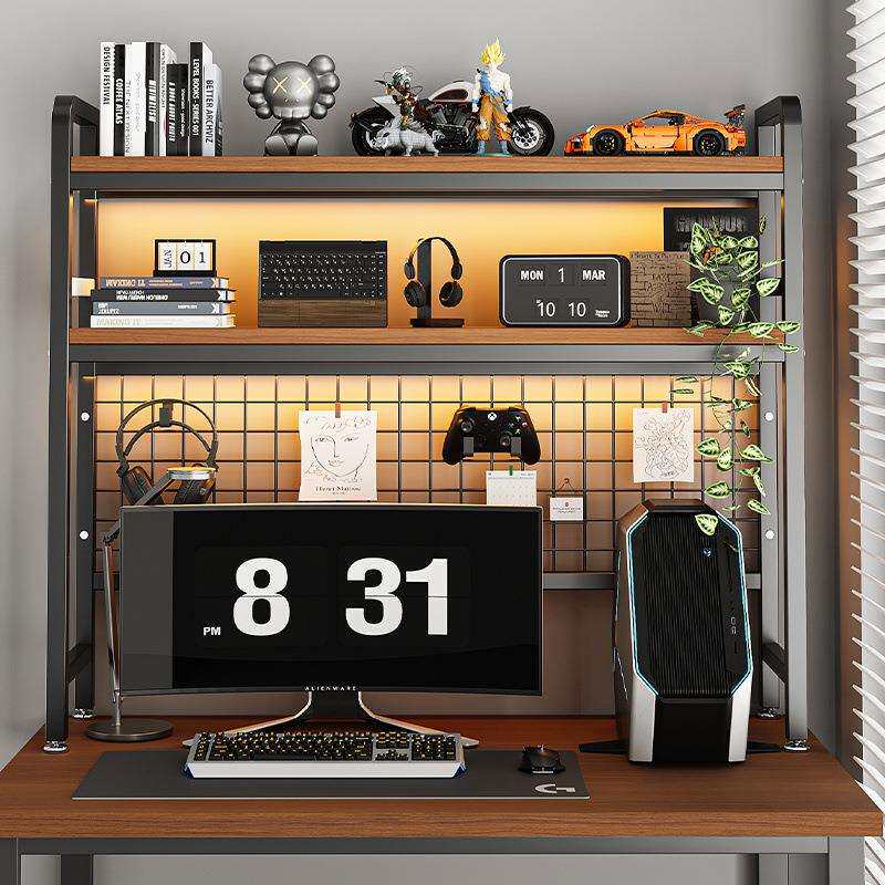 网洞格书架书桌收纳置物架桌面多架子学CLC生宿舍电脑桌桌带层上