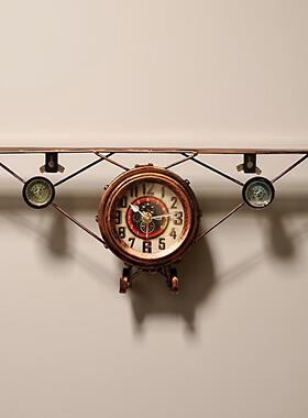 复古铁艺装饰飞机螺旋桨时钟壁饰壁挂酒吧网咖挂件墙面装饰