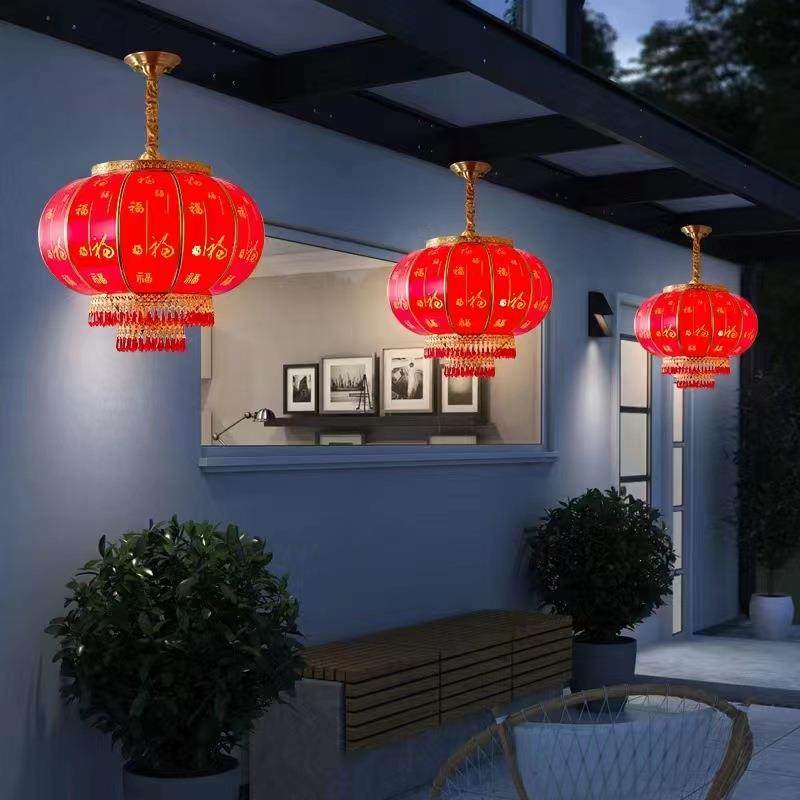 中墅式台全铜红灯笼吊灯古典中国风过道阳户MHD灯防水外庭院别大