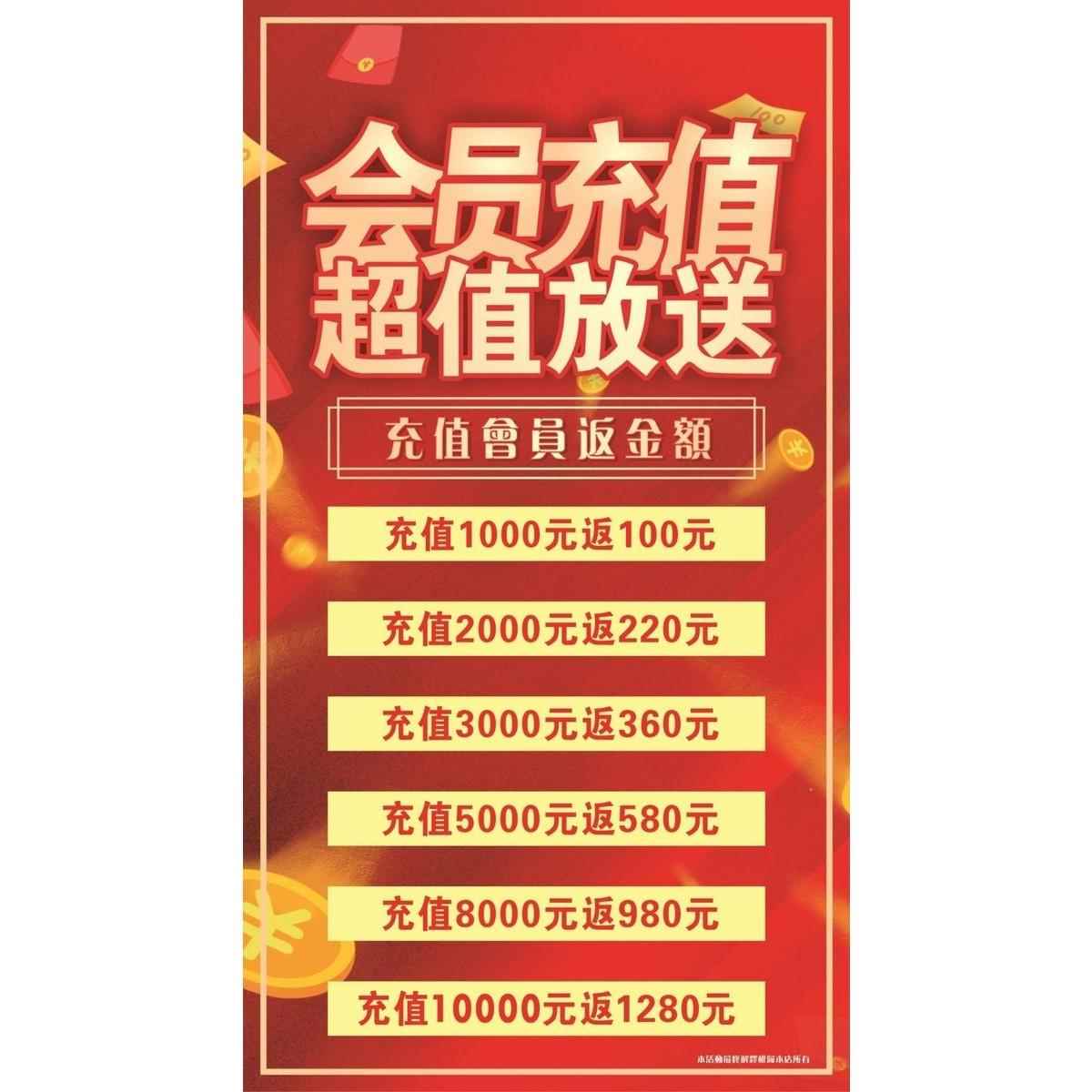 会员充值超值放送海报展板宠物店VIP会员充值会员充值多充多送