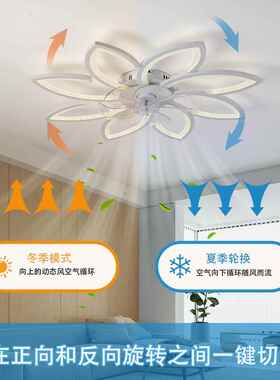 现代XET简约隐花形扇叶卧室风扇灯2025朵卧灯电静扇灯主奶油风灯
