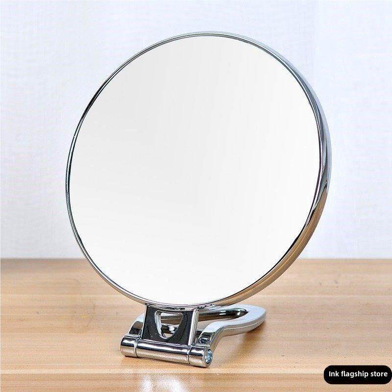 家用超广角化妆小圆镜少女心大号双面可翻转宿舍台式梳妆镜学生镜