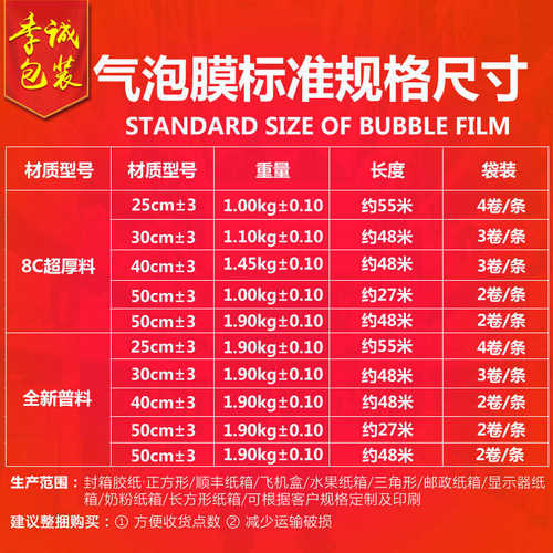 气泡膜加厚气泡垫全新普料防震膜快递打包宽50cm防压防静电汽泡卷