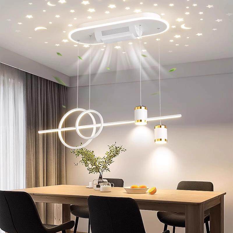 中山风扇灯餐厅吊灯现代简约创意吧台餐桌灯全光谱护眼led吊扇灯