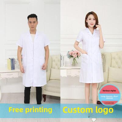 Long sleeved white lab coat long laboratory coat chemical