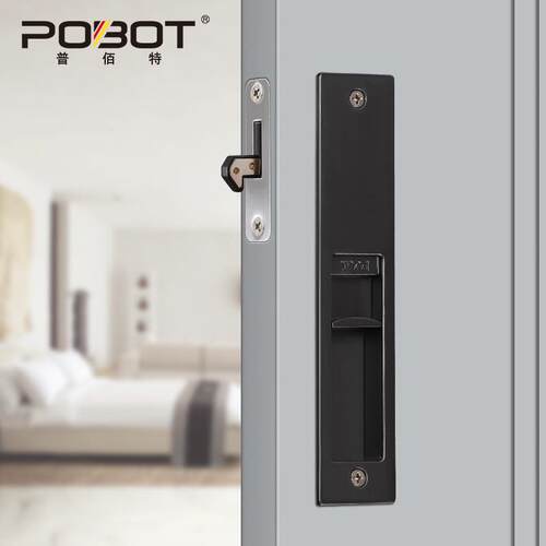 日式移锁推POBOT普拉锁门勾锁方形黑门色阳台室内红指示绿卫生间