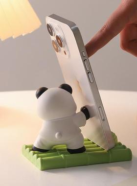 创意国潮熊猫树脂手机装饰摆件