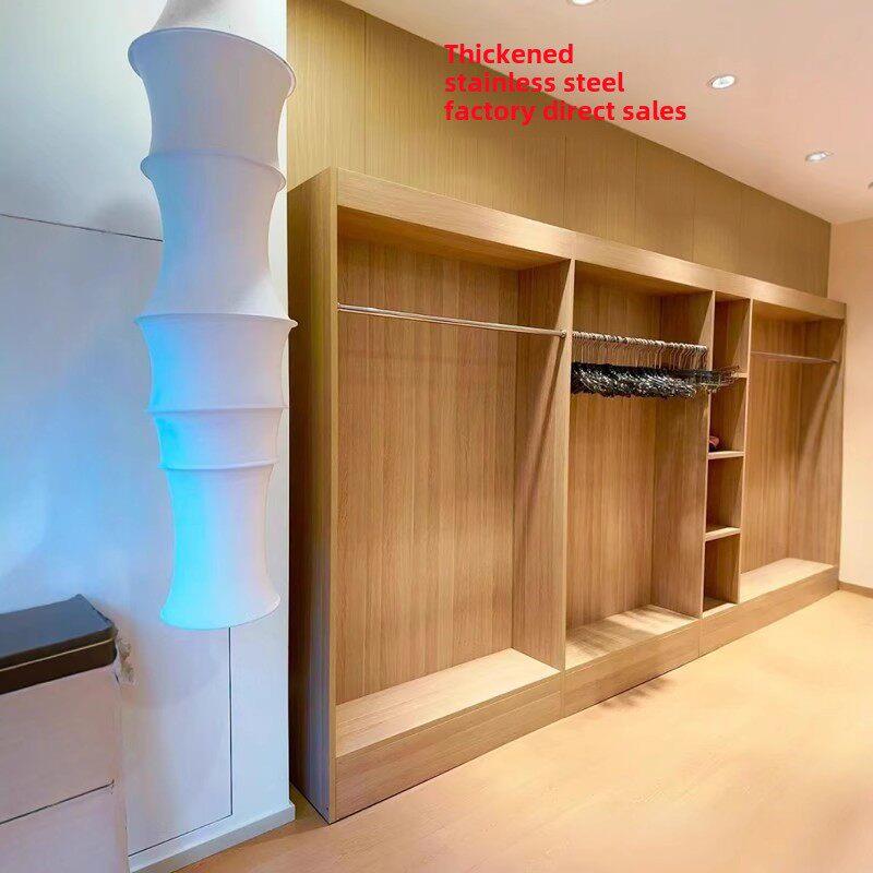 服装店女装店衣柜内直杆货架不锈钢拉丝左右固定展示挂衣架横杆子