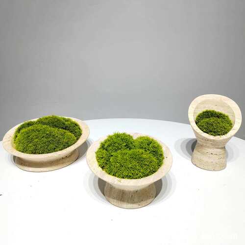 新中式仿真绿植大理石苔藓盆栽摆件样板间售楼处家居玄关桌面饰品