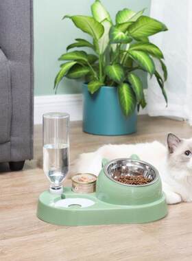 新款直销猫咪饮水器猫盆狗狗双碗自动宠物碗喂食器狗碗猫碗猫猫用