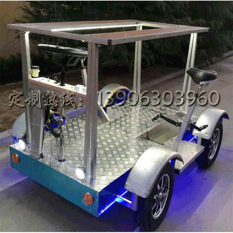 健身观光骑行车、景区移动酒吧车啤酒车、可定制情侣脚踏自行车