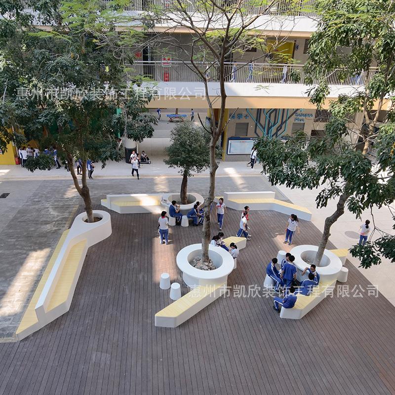 盆玻璃树池座椅户钢外休闲椅医院788学场校景观花池坐凳机创意花