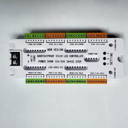 英文踏步灯两线感应流水跟随隔级全亮12V24V通用防短路楼梯控制器