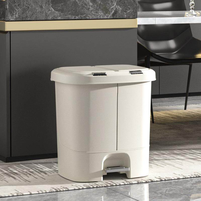 分类垃圾桶家用干湿分离大容量脚踏式垃圾箱厨房餐厅按压带盖纸篓