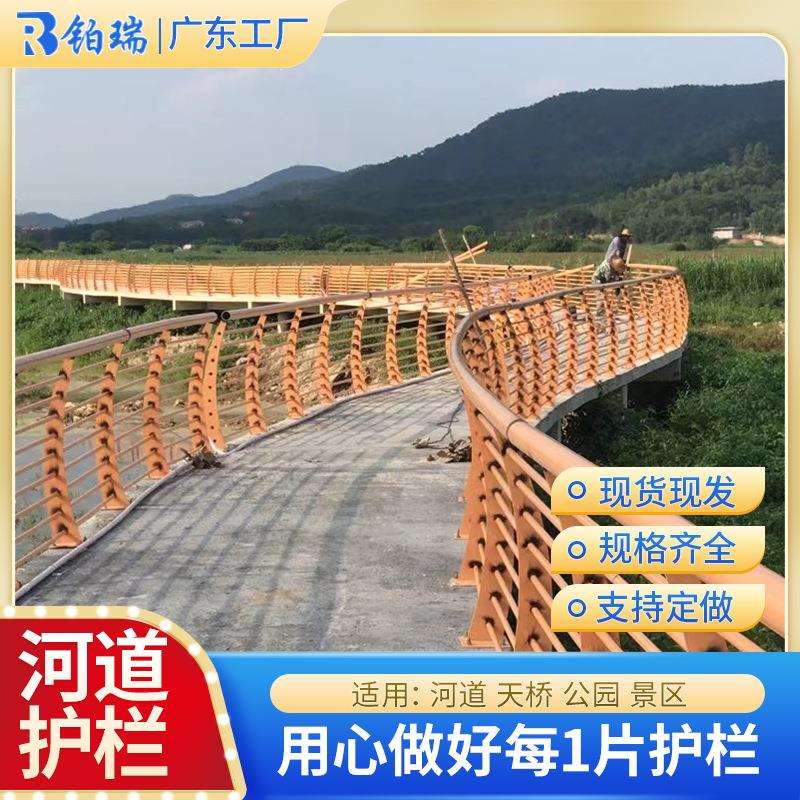 河边金属护栏海边栈道堤岸铁艺扶手护拦公园河道景观灯光栏杆