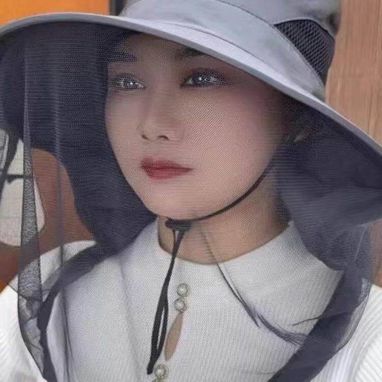 防晒防蚊虫遮阳帽子男女夏季户外面罩大檐钓鱼露营登山帽