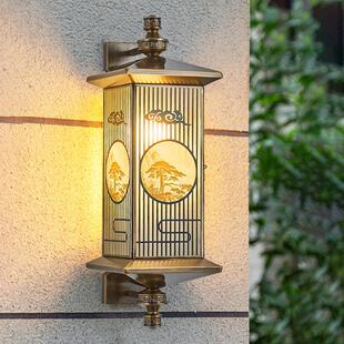 全铜太阳能壁灯防水户外别墅大门两侧柱子灯新中式庭院阳台外墙灯