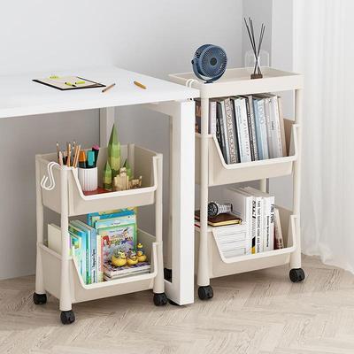 梵砂儿童书本收纳架落地书架置物架可移动小推车家用多层整理架零