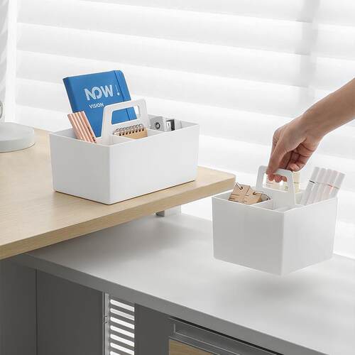 Stackable Handheld Partitioned Storage Box for Desk, Student