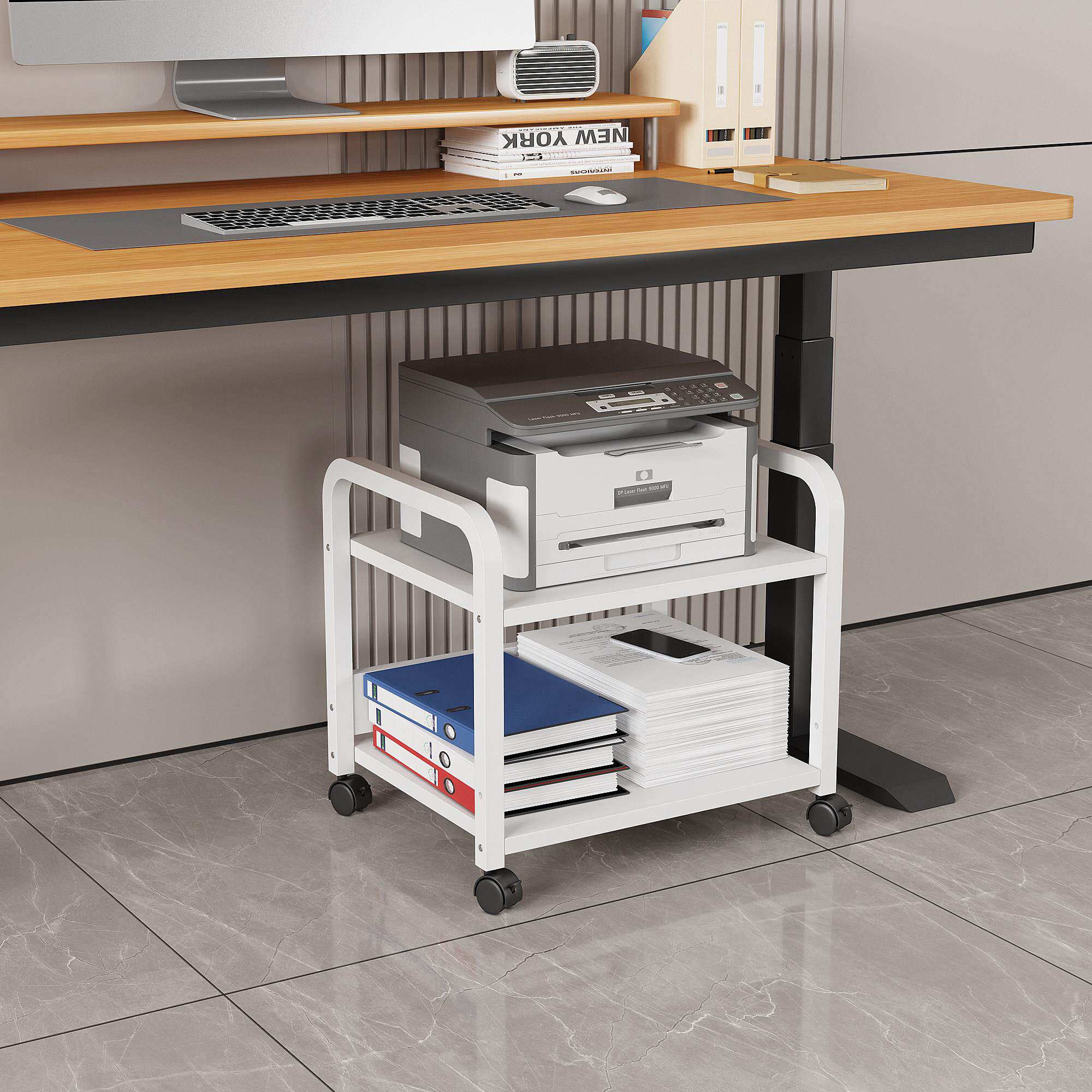 办公室打印机小型储物架地板立式多层可移动桌下文件储物架覆印机