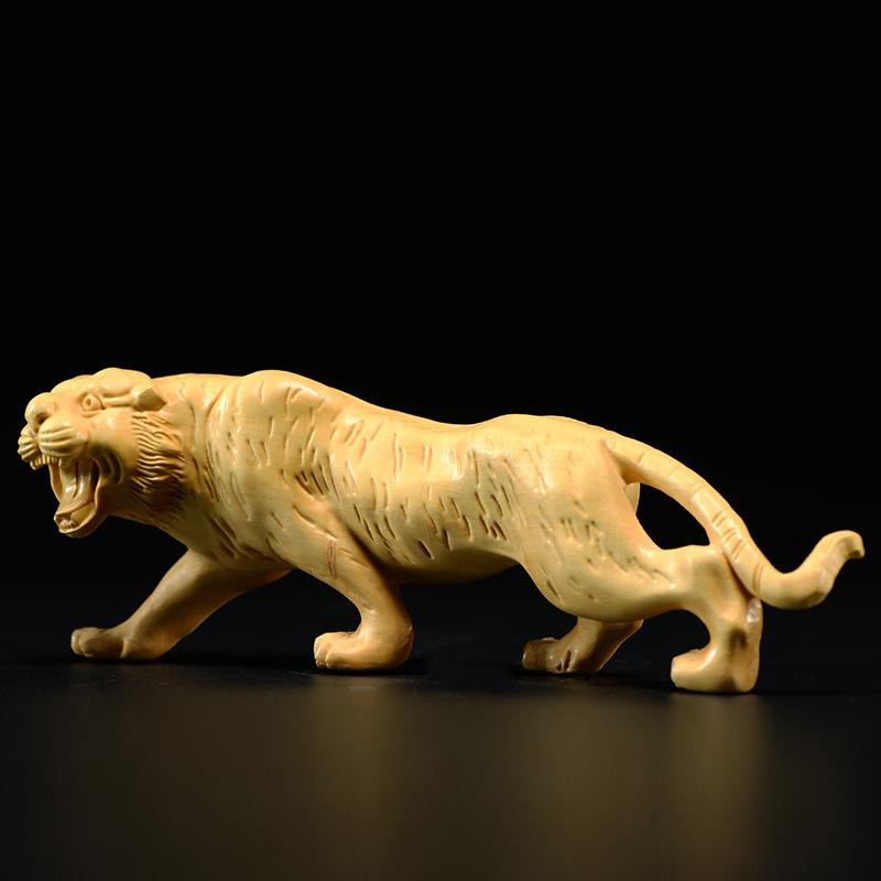 小叶黄杨木实雕虎摆件木刻20200629动物工艺品木刻虎风水老摆件