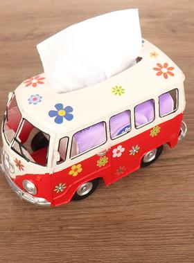 复古真巴士业模型铁仿艺美桌式工风创1197意抽纸盒家居酒吧餐厅面