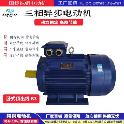 直销4极电机YE3 18.5W/22W纯铜三相异步电动机普通电机电动马达