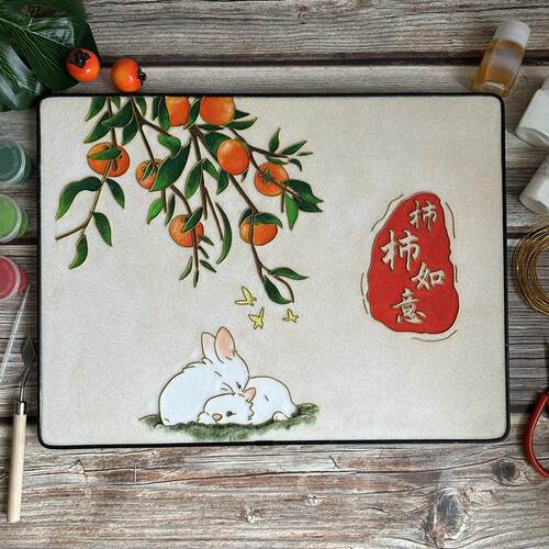 兔年手工diy掐丝珐瑯画 画材料包2023新款柿柿如意简单入门装饰礼