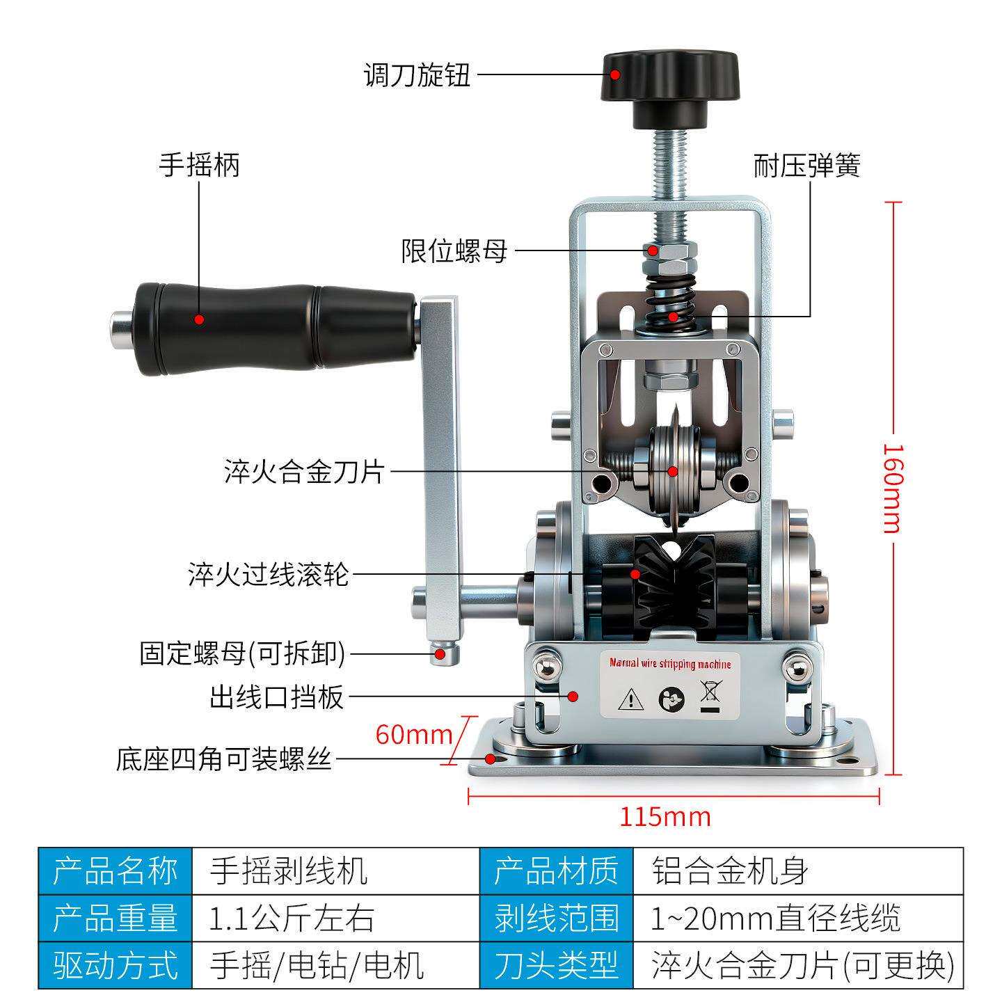 手摇剥线机小型家用废旧电线电缆线去皮剥线全自动电钻专用神器