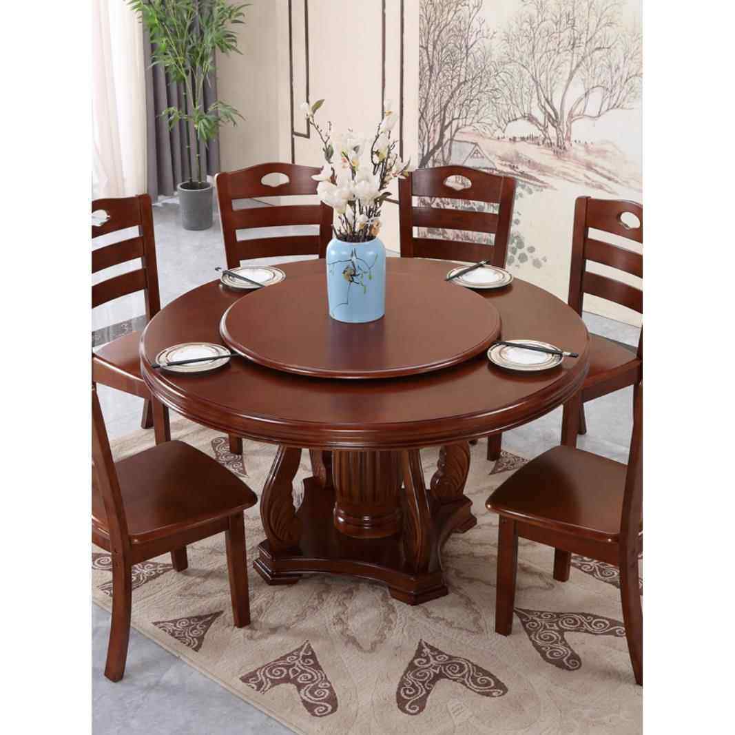 实木圆形餐桌椅子组合带转盘吃饭酒店包厢大圆桌中式家用桌子10人,住宅家具,实木餐桌,淘宝优惠券,粉丝福利购,淘宝优惠卷
