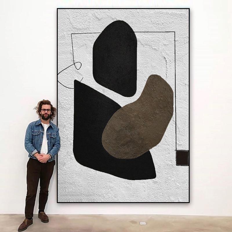 大芬油画村纯手绘挂画抽象立体肌理画 玄关走廊装饰画 石来运转图片