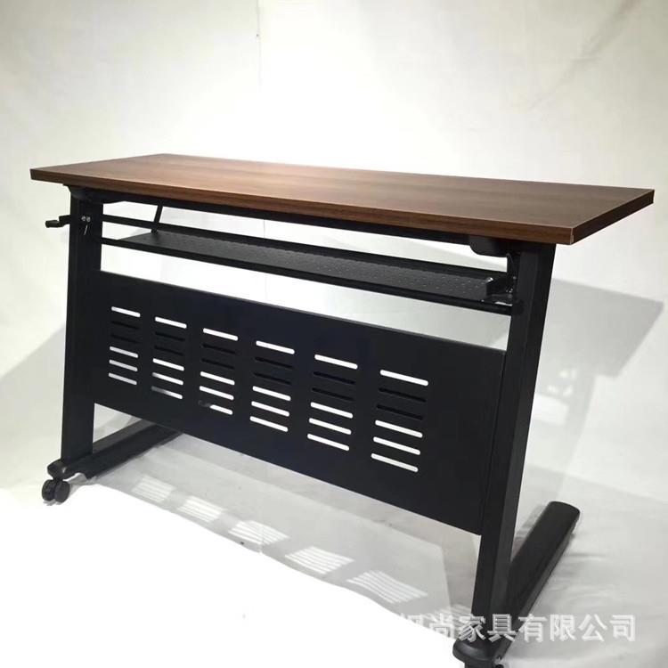 课桌双层会议桌长条形桌拼接侧翻桌双人移动桌子折叠培训桌椅组合