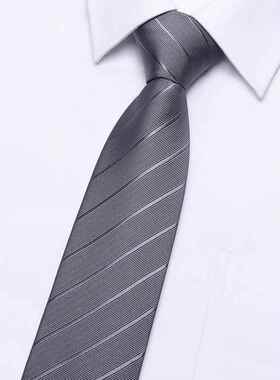 男士灰色领带高端手打正装商务西装配饰拉炼式免打结懒人结1009r