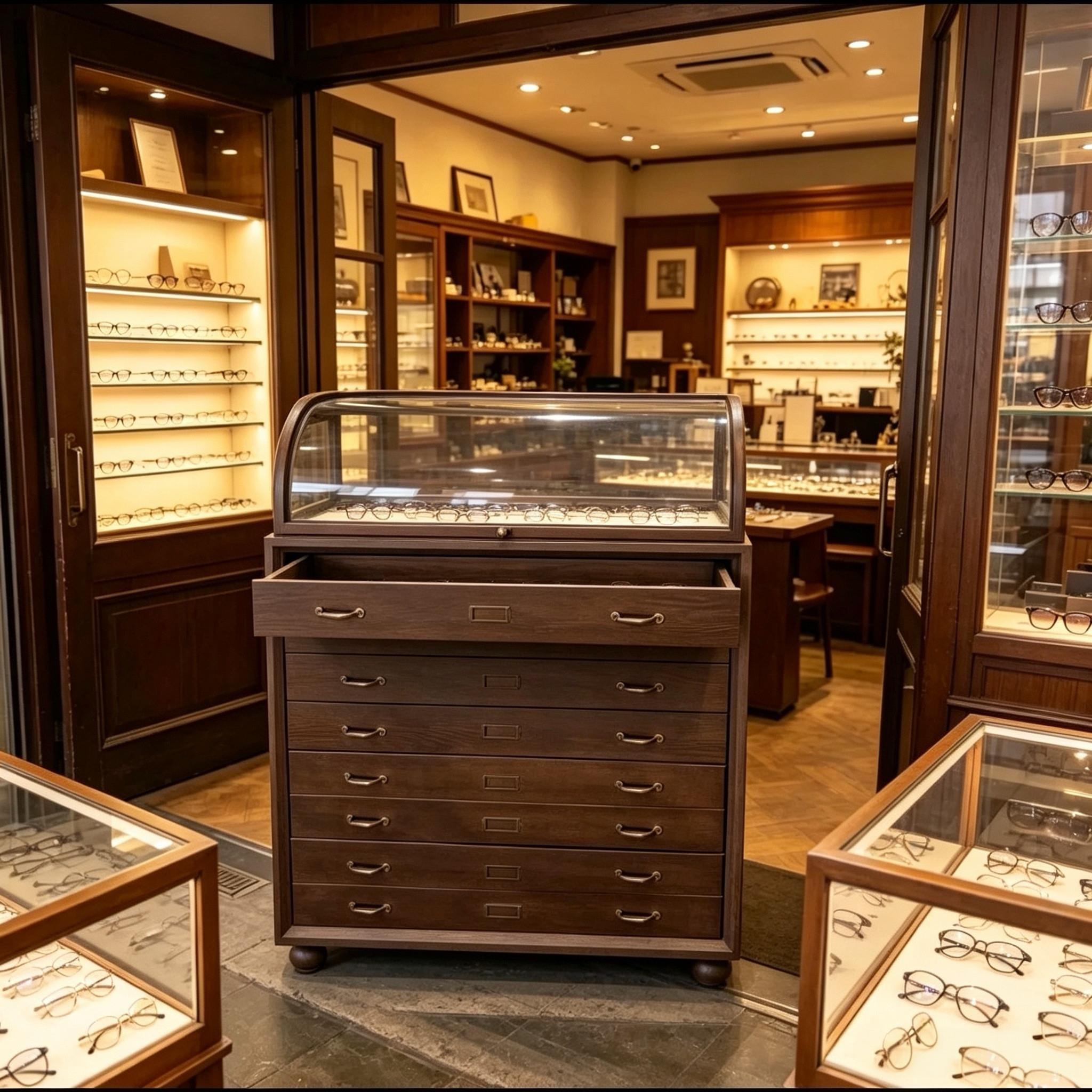 眼镜店复古玻璃柜珠宝展示台饰品展示柜翡翠珠宝柜仿古做旧柜定制