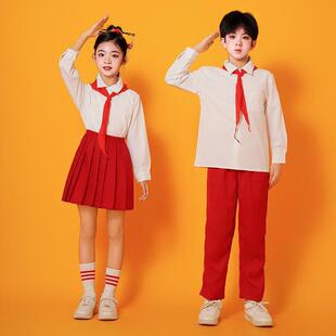 六一儿童节红裙子套装表演服装少年中国说演出服小学生班服学院风