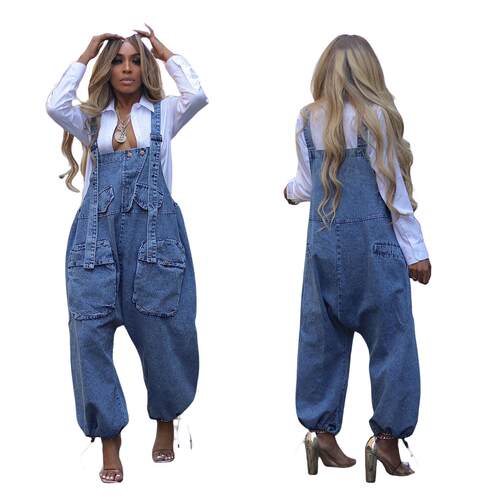 summer spring clothes Jumpsuit Women Denim Cargo Pants Wide