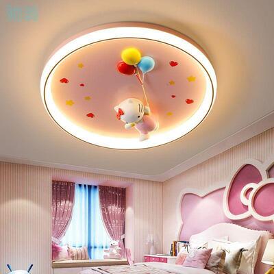 简约儿童房吸顶灯卡通可爱粉色kt猫公主房灯网红女孩房间灯