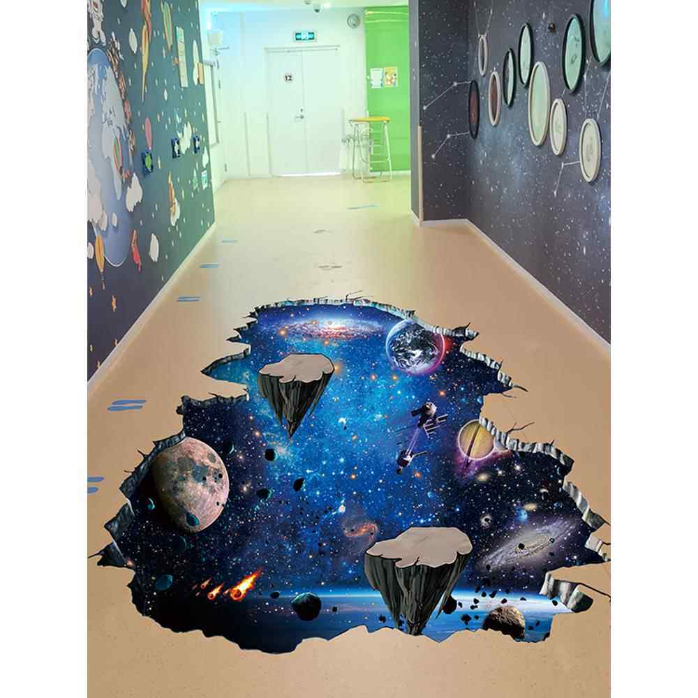 户外3D立体墙贴画展装饰车展星空布置活动地板贴纸学校幼儿园商场